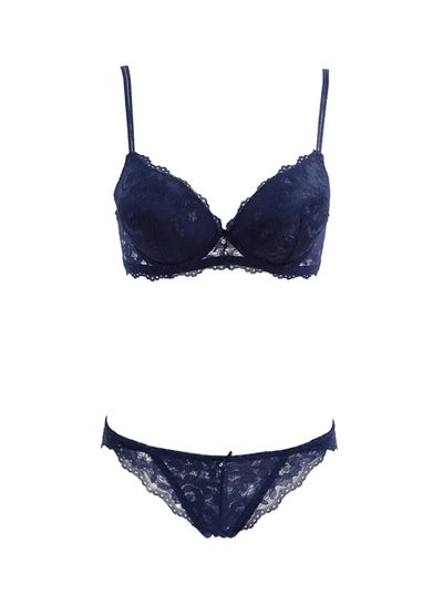 اشتري Lace Embroidery Lingerie Set Blue في الامارات