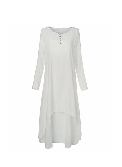 Buy Long Sleeve Maxi Dress White in UAE