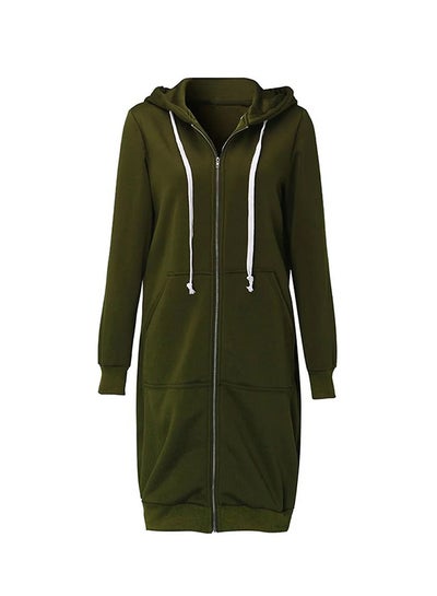 Buy Polyester Long Sleeves Hoodie Dark Green in UAE