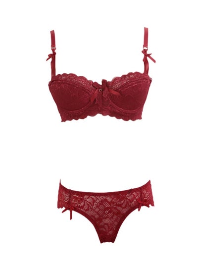 Buy Lace Gauze Bra Red in UAE