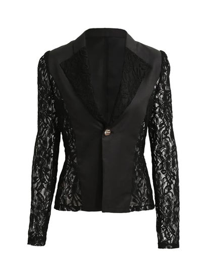 Buy Polyester Long Sleeves Blazer Jacket Black in UAE