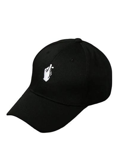 Buy Solid Color Embroidery Pattern Cap Black in UAE