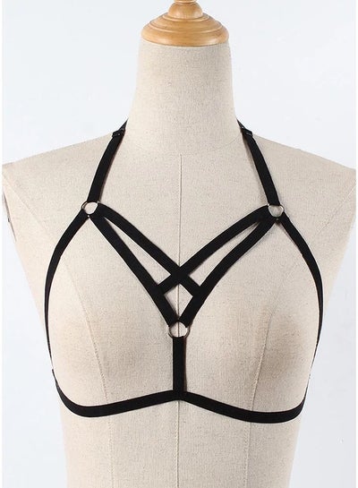 Strappy Hollow Out Elastic Cage Bra Black price in UAE