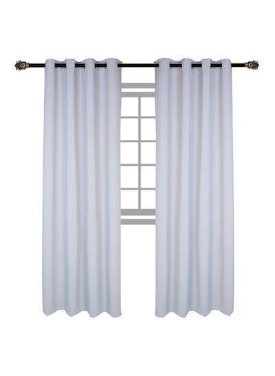 Buy 4-Piece Solid Window Curtain Set Includes 2xCurtain 140x240cm, 2xTie Band 10x60cm Grey in UAE