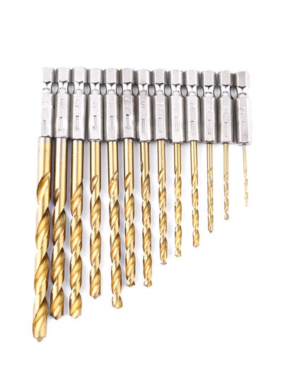 Buy 13-Piece Hex Drill Bit Set Silver/Gold in UAE