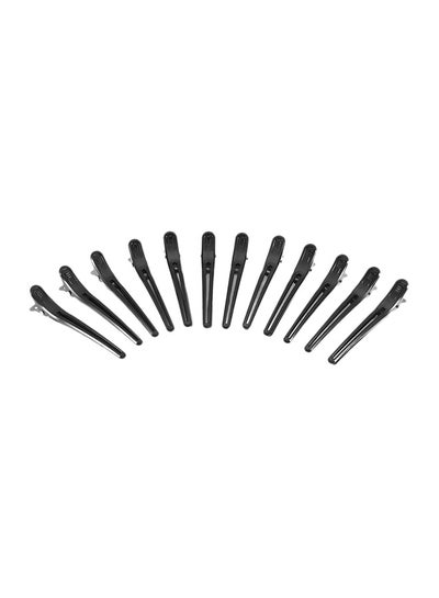 Buy 12-Piece Hair Grip Clip Set Black 10cm in UAE