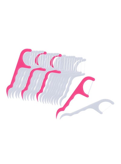 Buy 25-Piece Dental Floss Toothpick White/Pink in Saudi Arabia