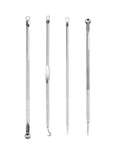 Buy 4-Piece Blackhead Remover Acne Needle Set Silver in UAE