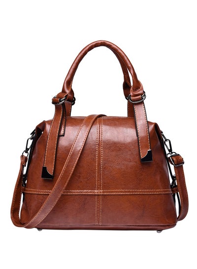 Buy Zipper Closure Shoulder Bag Brown in UAE