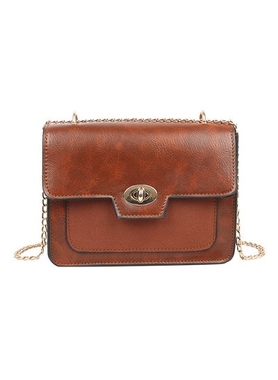 Buy Flap Closure Crossbody Bag Brown in Saudi Arabia