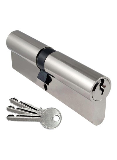 Buy Cylinder Door Lock Silver/Black 60mm in Saudi Arabia