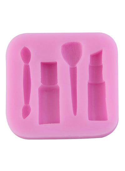 Buy 3D Makeup Tools Shaped Silicone Cake Mould Pink 6x5.6centimeter in UAE