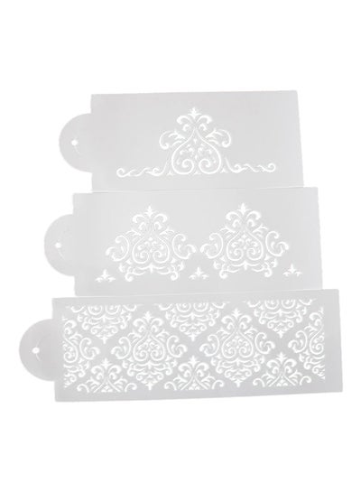 3-Piece Damask Flower Cake Stencil White  KSA | Riyadh,  Jeddah | SIVVI