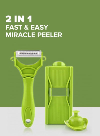 Buy Miracle Dual-Blade Julienne Peeler Green/Silver in UAE