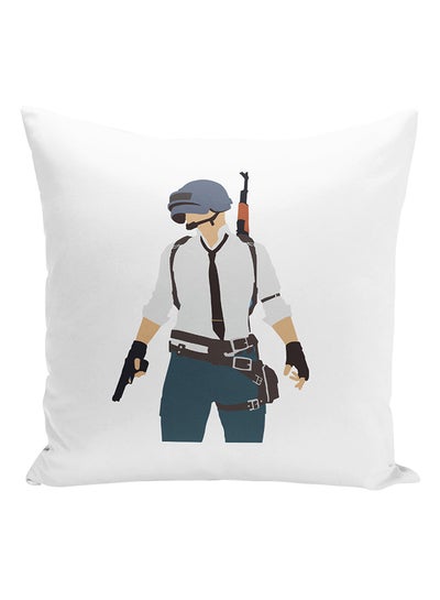 Buy Real PUBG Player Printed Polyester Cushion White/Grey/White 16x16cm in UAE