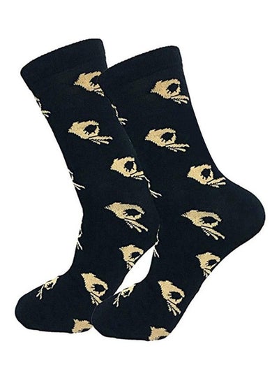 Buy Cotton Hose Socks Beige/Black in UAE