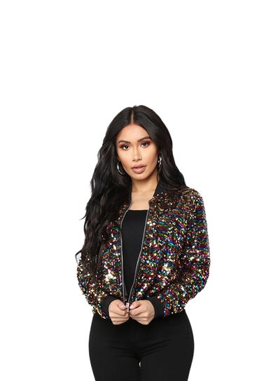 Buy Zipper Bomber Jacket Multicolour in UAE