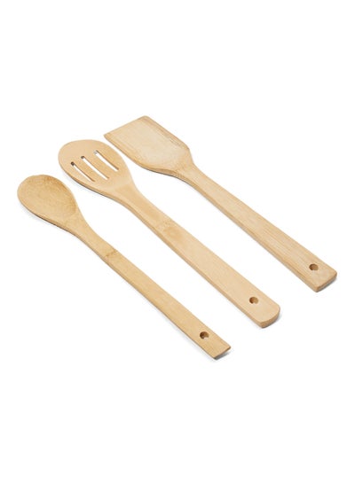 Buy 3-Piece Wooden Serving Spoon CTW16 Beige 0.5kg in Saudi Arabia