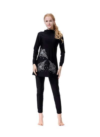 Buy 2-Piece Long Sleeve Burkini Black in Saudi Arabia