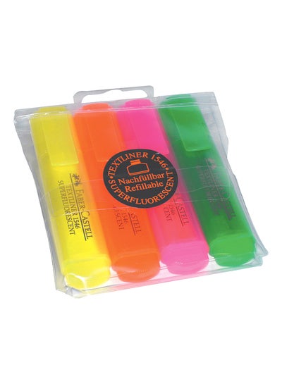 Buy Faber Castell Textliner 46 Super Fluorescent, Wallet of 4 Assorted Multicolour in Saudi Arabia