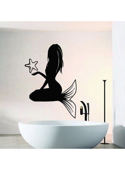 Buy Mermaid Bathroom Wall Sticker Black 60x90cm in UAE