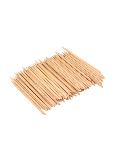 Buy 100-Piece Nail Wooden Stick Set Beige in UAE