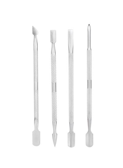 Buy 4-Piece Double-Ended Cuticle Pusher Set Silver in Saudi Arabia