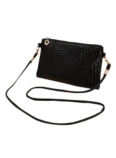 Buy Crocodile Pattern Summer Crossbody Bag Black in UAE