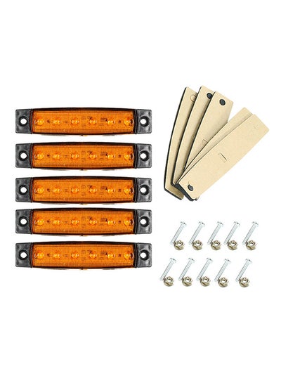 Buy 5-Piece 6 LED Amber Side Marker Light Indicator 12V For Truck Bus Boat RV Lorries Jeep SUV in UAE