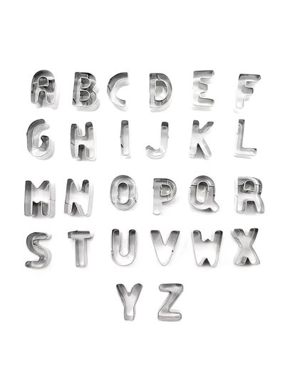 Buy 26-Piece Stainless Steel 3D Alphabet Cookie Cutter H20783 Silver 3x3x3centimeter in UAE