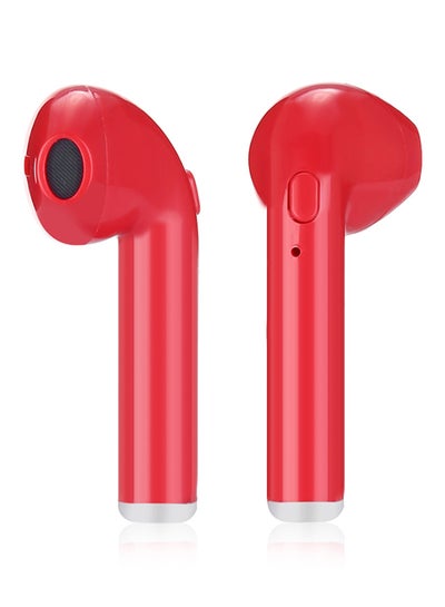 Buy i7s Sports Mini Bluetooth Dual Stereo In-ear Earphones With Built-In Mic And Charging Box Red in UAE