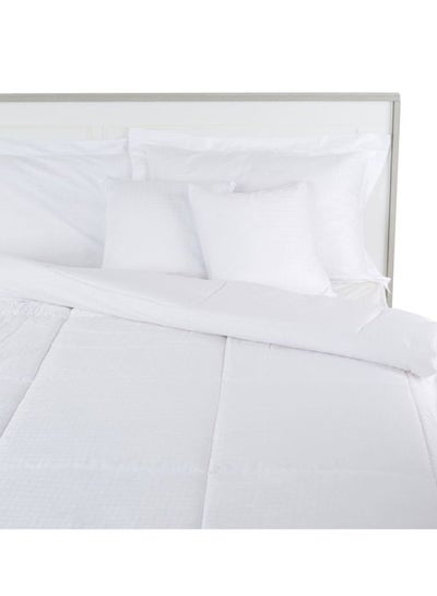 Buy 5-Piece Chequered Comforter Set Cotton White in Saudi Arabia