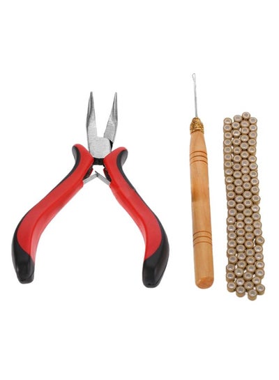 Buy 3-Piece Hair Extension Tool Kit Red/Black/Beige in UAE