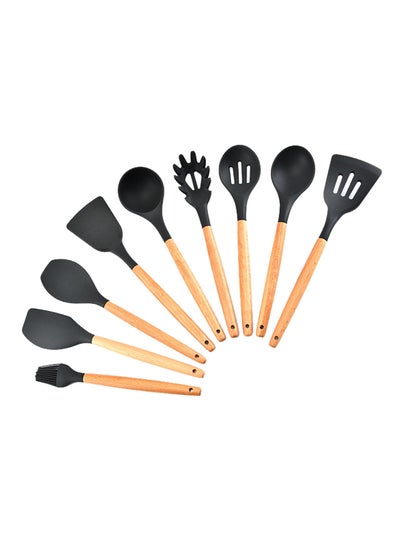 Buy 9-Piece Silicone Cooking Utensil Brown/Black 7.5x31centimeter in Saudi Arabia