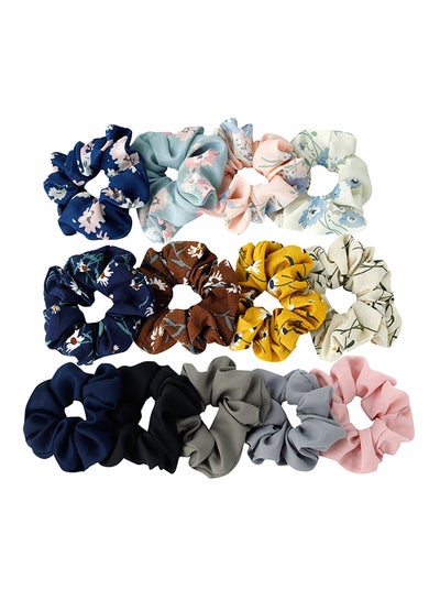 Buy 12-Piece Chiff Hair Ties Multicolour 3.5x11x1.5cm in UAE