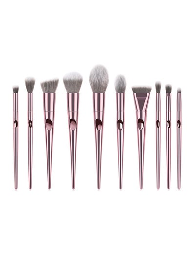 Buy 10-Piece Metal Makeup Multi use Brush Set Rose Gold in Saudi Arabia