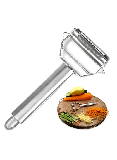 Buy Dual Stainless Steel Vegetable Peeler Silver 18x8.2x2.4centimeter in UAE