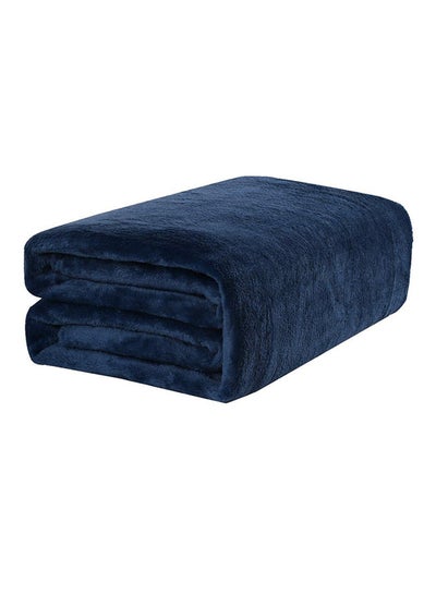 Buy Premium Quality Long Lasting Super Soft Easy Care Bed Blanket Light Weight Washable Plain Single Blanket Flannel Navy in UAE