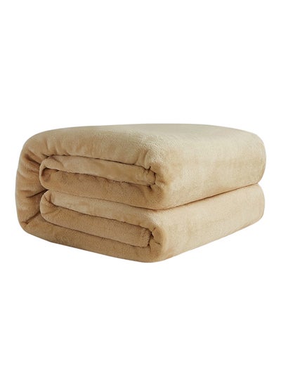 Buy Super Soft Light Weight Plain Single Bed Blanket Flannel Beige 160x200cm in Saudi Arabia