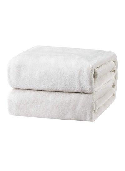 Buy Premium Quality Long Lasting Super Soft Easy Care Bed Blanket Light Weight Washable Plain Single Blanket Flannel Ivory 200x150cm in UAE