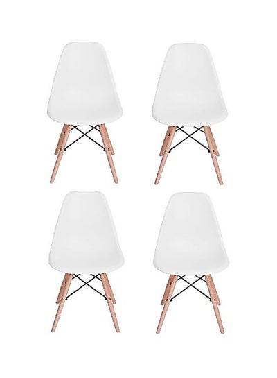 Buy 4-Piece Dining Chair Set White/Beige in Saudi Arabia