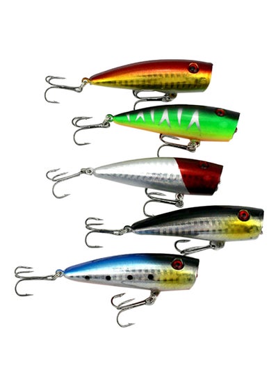 Buy 5-Piece Top Water Floating Popper Lure 7cm in UAE