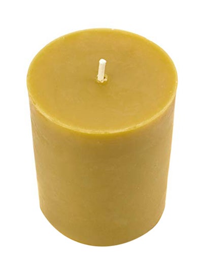 Buy Pure Beeswax Pillar Candle Yellow 4X3X3inch in UAE