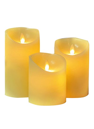 Buy Set Of 3- LED Flameless Candles With Remote Control Yellow 4.3X11.2X7.3inch in Egypt