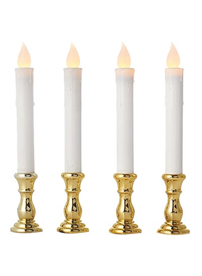 4-Piece Flameless Window Candles With Removable Gold Holder Bases And ...