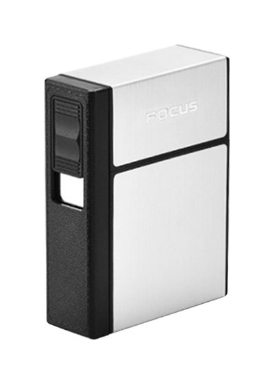 اشتري Cigarette Dispenser Storage Box With USB Lighter Silver 60x92x67.5mm في السعودية