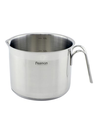 Buy Stainless Steel Milk Pot 14x11cm Silver 1.5Liters in UAE