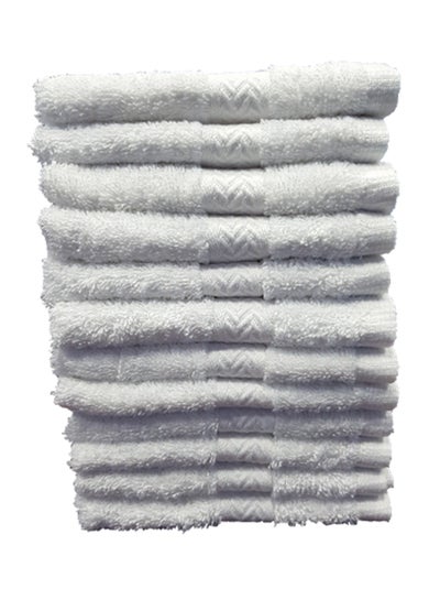 Buy 12 Piece- Premium Face Towel Set White 33x 33cm in UAE