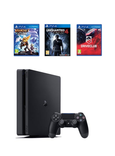 Buy PlayStation 4 Slim 1TB Console Mega Pack Bundle With Uncharted 4, Ratchet And Clank, DriveClub in Saudi Arabia