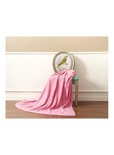 Buy Solid Fleece Blanket Polyester Pink 180 x 150 x 0.5centimeter in UAE